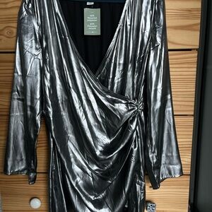 H&M Shiny Silver Wrap Dress